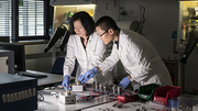 Zhirong Zhao-Karger (links) und Zhenyou Li (rechts) aus dem Exzellenzcluster POLiS (Post Lithium Storage Cluster of Excellence) gelang es, vielversprechende Elektrolyte für Calciumbatterien herzustellen. (Foto: Markus Breig/KIT) Zhirong Zhao-Karger (links) und Zhenyou Li (rechts) aus dem Exzellenzcluster POLiS (Post Lithium Storage Cluster of Excellence) gelang es, vielversprechende Elektrolyte für Calciumbatterien herzustellen. (Foto: Markus Breig/KIT)