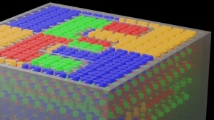 Mehrfarbig fluoreszierendes Sicherheitsmerkmal im Computerdesign. (Abbildung: Frederik Mayer, KIT)