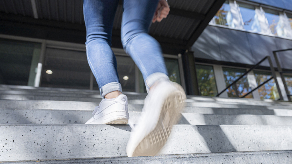 Even everyday activities such as climbing stairs can have a positive effect on mental well-being. (Photo: Markus Breig, KIT)