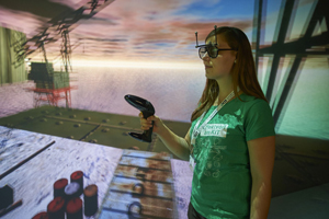 Virtuelle Realitäten konnte man am Life Cycle Engineering Solutions Center LESC des KIT erleben. (Bild: Andreas Drollinger) 