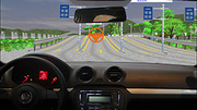 Fahrsimulator während der Fahrübung Fahrsimulator während der Fahrübung
