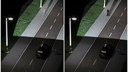 The camouflage effect (left) makes pedestrians invisible to drivers despite good lighting. Intelligent networked car and street lighting can cancel the effect (right) and increase safety. (Photo: Markus Breig, KIT) The camouflage effect (left) makes pedestrians invisible to drivers despite good lighting. Intelligent networked car and street lighting can cancel the effect (right) and increase safety. (Photo: Markus Breig, KIT)