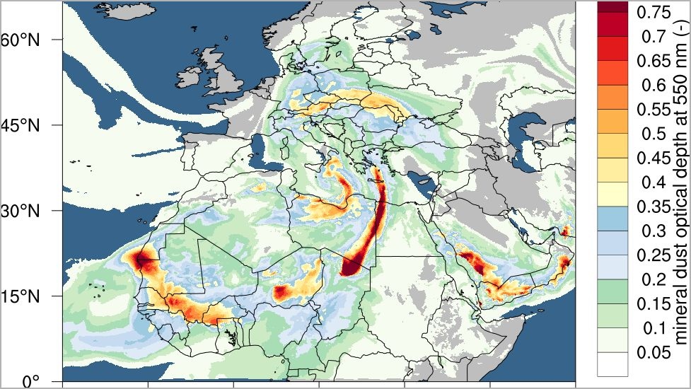 Vorhersage der Mineralstaubverteilung in der Atmosphäre