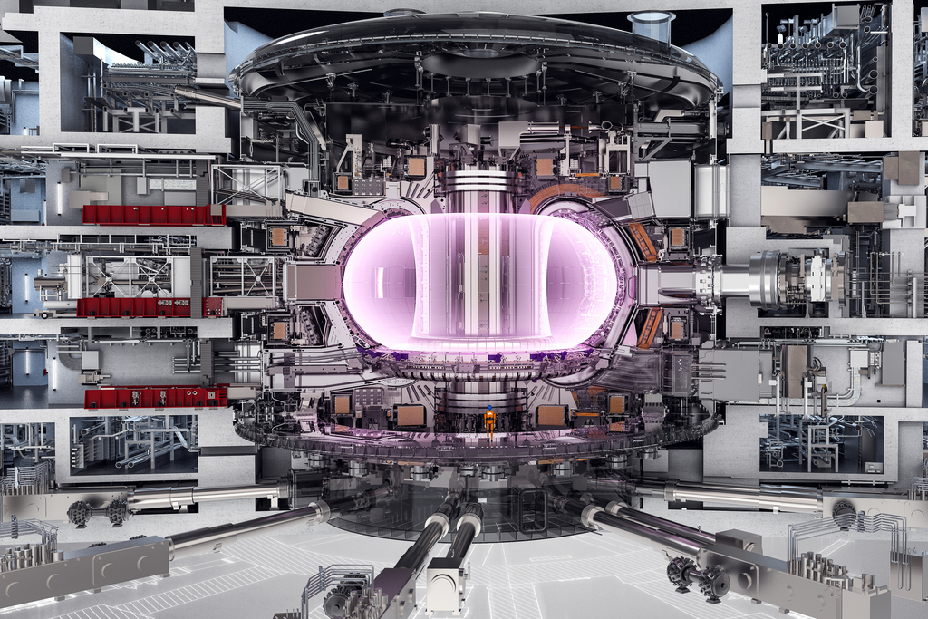 ITER Querschnitt eines künftigen Fusionskraftwerks mit dem mehr als 100 Millionen Grad Celsius heißen Plasma