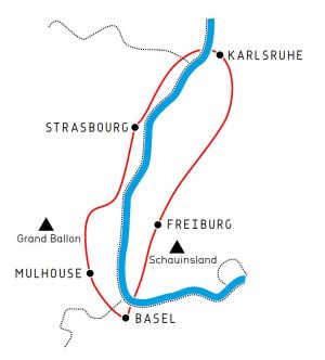 In fünf Etappen geht es bei der tourEUCOR durch die Oberrheinregion (Abbildung: Tour EUCOR e. V.)