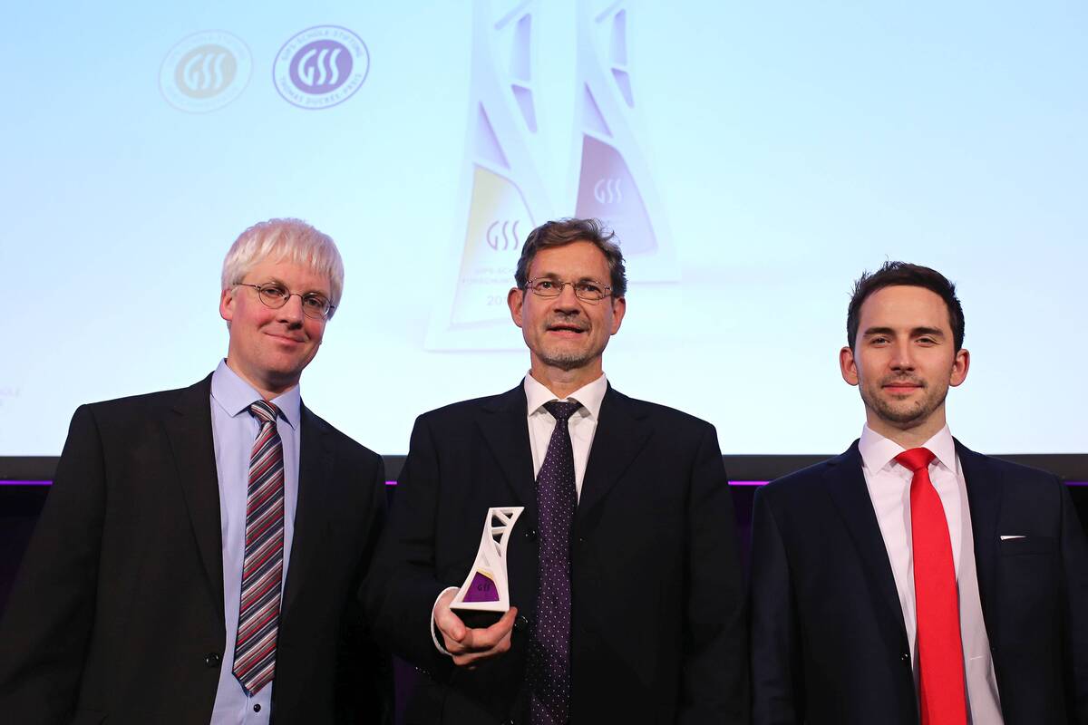 Von links nach rechts: Die Preisträger Christian Koos, Manfred Kohl und Sascha Mühlbrandt (Foto: Gips-Schüle-Stiftung, Thomas Niedermüller)