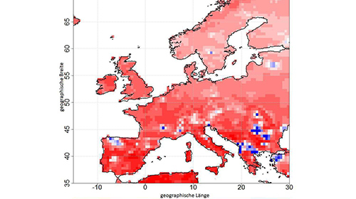 The new system can make regional climate forecasts for Europe and, for example, display the development of soil warming for up to ten years (Photo: Hendrik Feldmann, KIT)