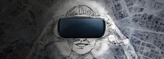 Sketch of a person wearing VR glasses