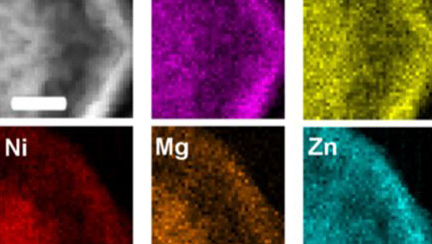 Das aktive Material, untersucht mit hochauflösender Transmissionselektronenmikroskopie (HRTEM) und energiedispersiver Röntgenspektroskopie (EDX). (Abbildung: Nature Communications)