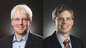 Erhalten Consolidator Grants des ERC: Christian Koos (links) und Christian Greiner (Fotos: Laila Tkotz, KIT)