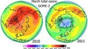 Ozonwerte im Frühjahr über der nördlichen Hemisphäre