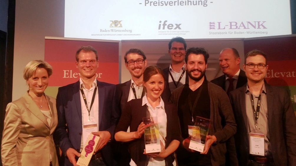 Gruppenbild der Sieger des Elevator Pitch BW