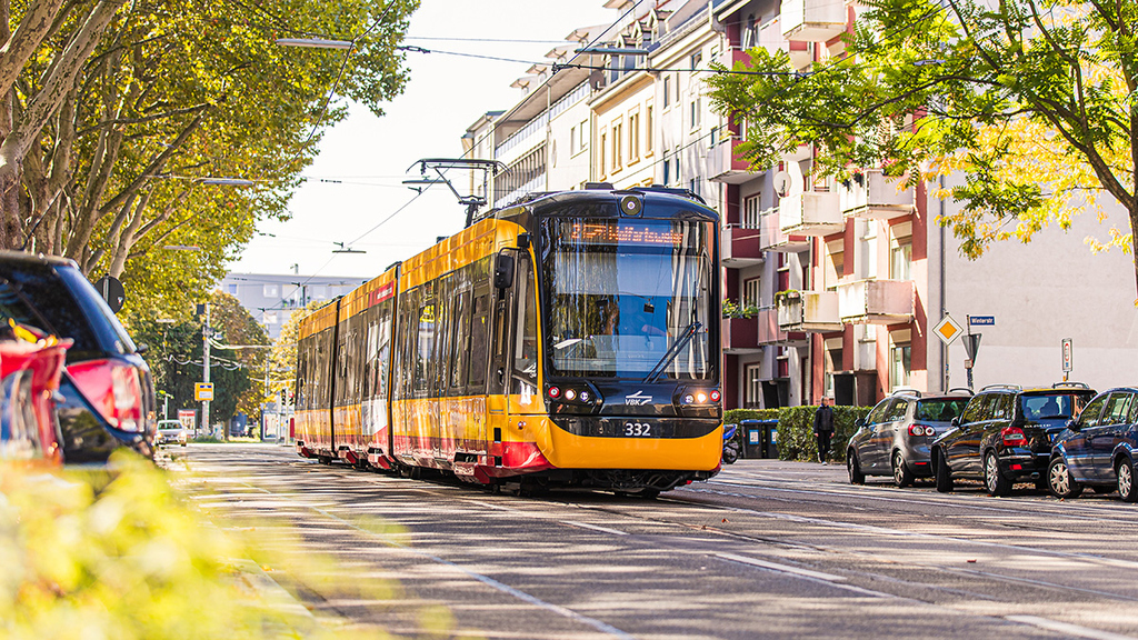 Streetcar in the city of Karlsruhe
