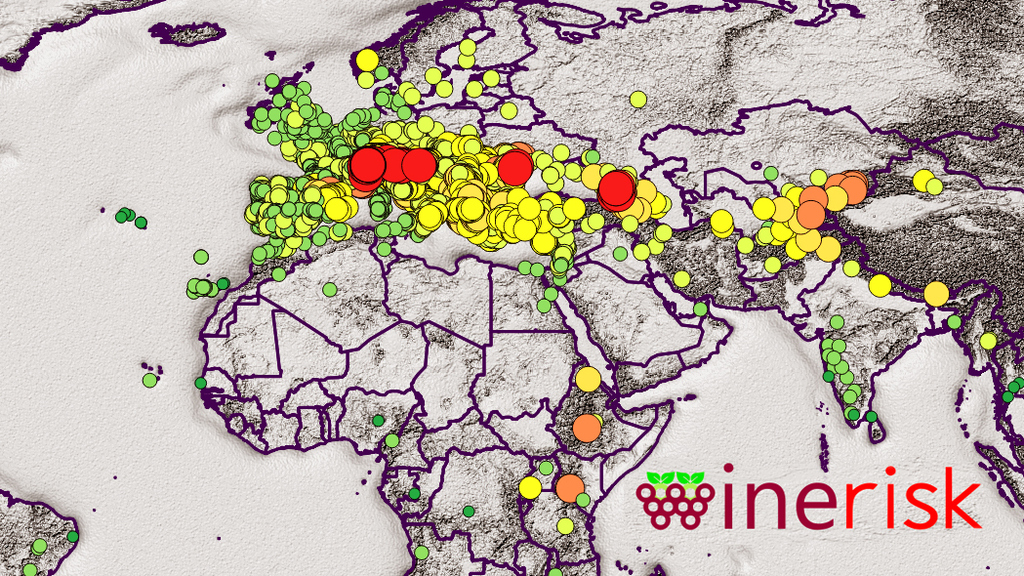 Der globale Risikoindex für Weinregionen (Abbildung: James Daniell/KIT).