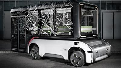 Der erste Prototyp des futuristischen Fahrzeugkonzepts „U-Shift“, bestehend aus Driveboard und Kapsel. (Abbildung: DLR) 