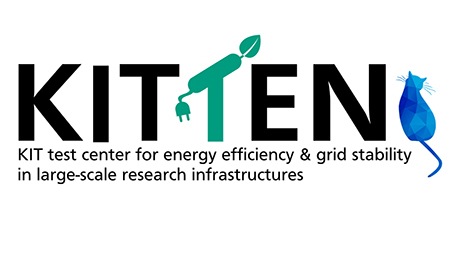 KIT Logo of KIT test center for energy efficiency, featuring a stylized plug and blue cat.