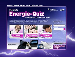 Startseite des Energiequiz im Internet: www.energiequiz.de