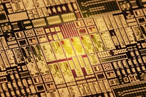 Der Hochfrequenz-Chip ist nur 4 x 1.5 mm2 groß, da elektronische Bauteile mit der Frequenz bzw. Wellenlänge skalieren. Bild: Sandra Iselin / Fraunhofer IAF