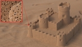 Auch eine digitale Sandburg besteht aus Millionen einzelner Körner. Ihre fotorealistische Darstellung per Computer wird nun recheneffizienter. (Bild: KIT/Disney Research)