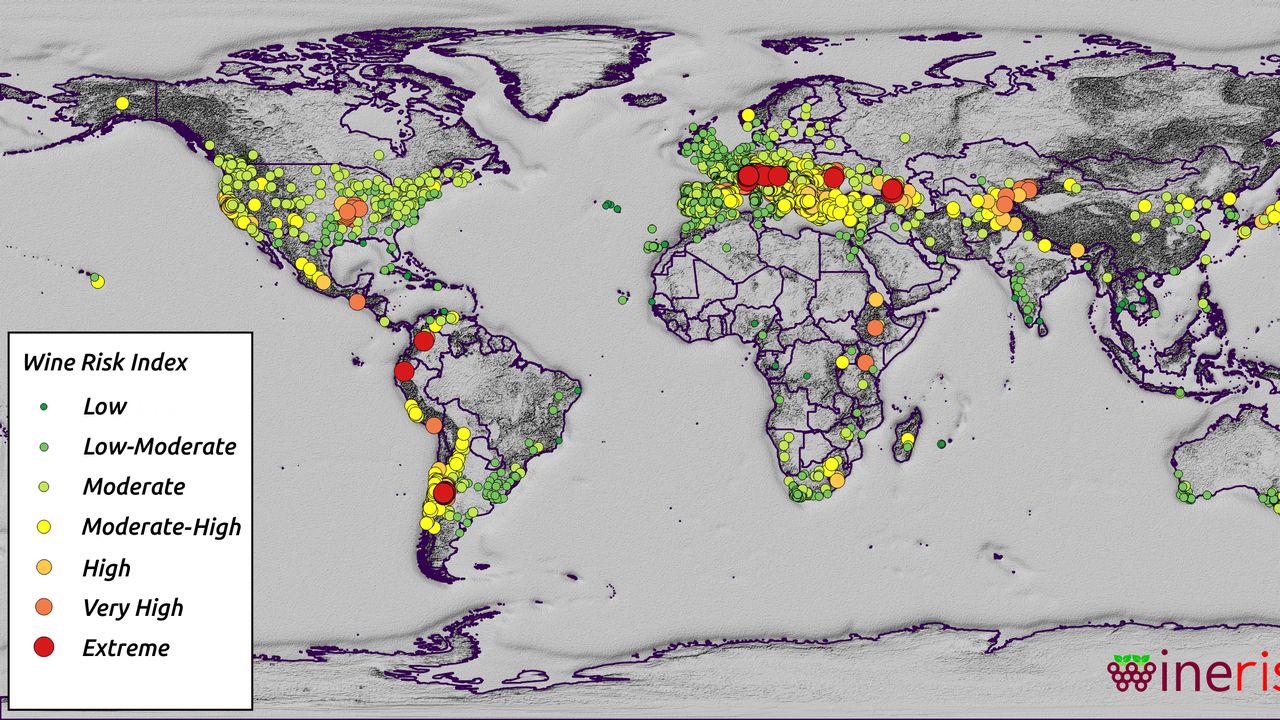 Global risk index for wine regions. (Photo: James Daniell / KIT)