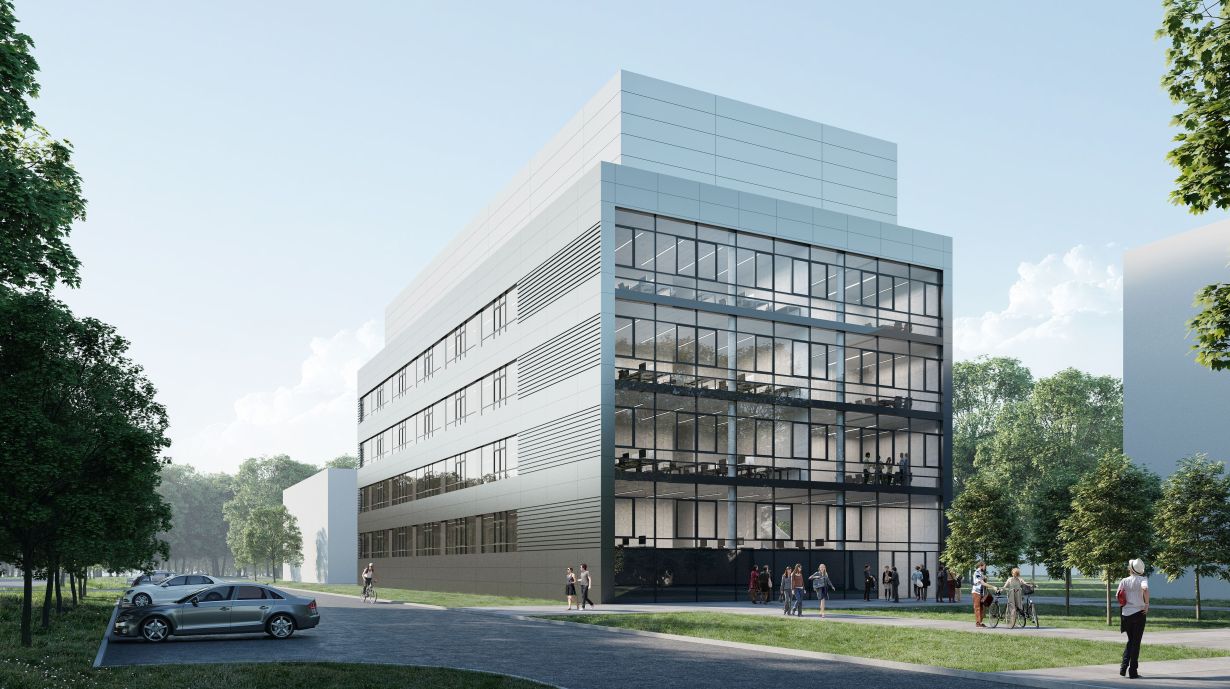 Interdisziplinäre Forschung auf 5 800 Quadratmetern: neues Verfügungsgebäude am Campus Nord des KIT. (Abbildung: Heinle, Wischer und Partner, Freie Architekten)