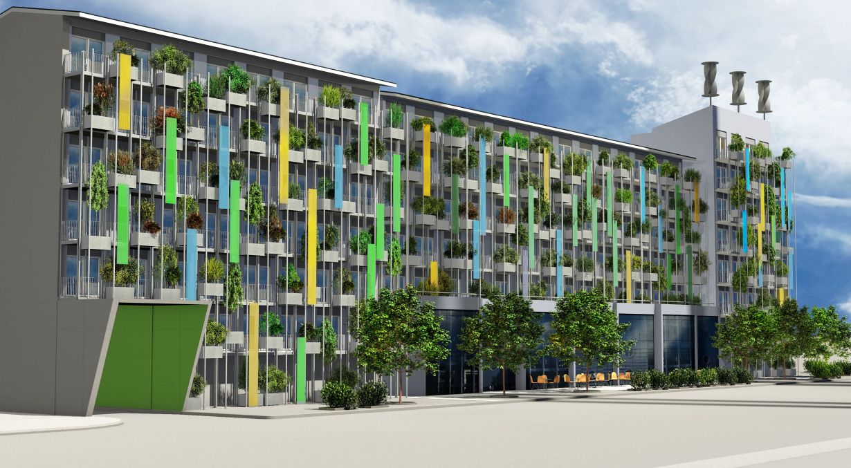 Within the “BiFlow“ project, the students residence STAGE76 in Bruchsal will be equipped with an innovative energy storage system for heat and power supply. (Graphics: artbox, Bruchsal) 