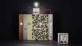 Schematischer Aufbau einer Festkörperbatterie. (Grafik: JLU/Elisa Monte)