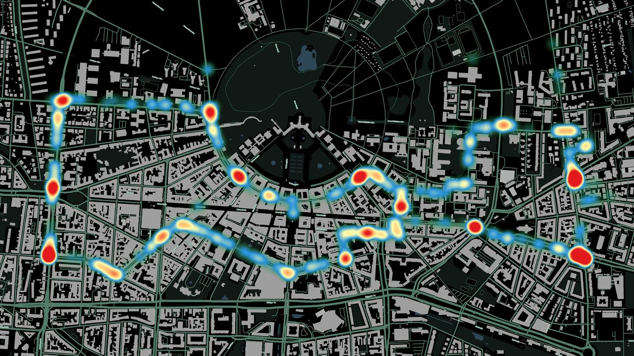 Wo sich Fahrradfahrende im Stadtverkehr unwohl fühlen, messen und visualisieren Forschende des KIT. (Abb.: Urban Emotions, KIT)