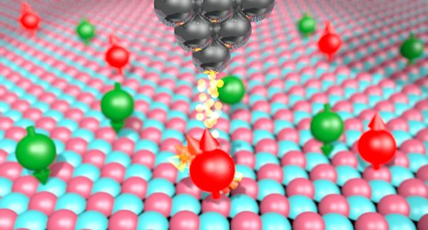 Grafische Darstellung der Metallspitze eines Rasterkraftmikroskops 