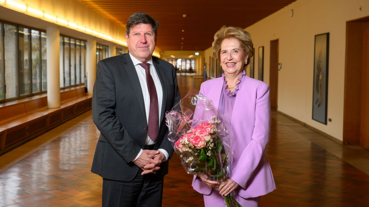 Im Amt bestätigt: Professorin Andrea Schenker-Wicki bleibt Eucor-Präsident, Professor Thomas Hirth ist weiterhin stellvertretender Eucor-Präsident. (Foto: Dominik Plüss)