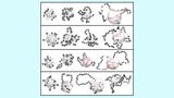 Schlaufenbildung in einem simulierten Abschnitt des Erbgutes. Von links nach rechts sind mehr Transposons in den Bereich eingebaut, die durch Kugeln dargestellt werden. Von oben nach unten sind Simulationen dargestellt, in denen die Schlaufenbildung zuneh