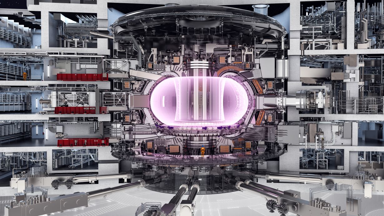 ITER Querschnitt eines künftigen Fusionskraftwerks mit dem mehr als 100 Millionen Grad Celsius heißen Plasma. (Grafik: ITER)